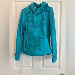Lululemon Fluff Off Puffy Pullover Running Jacket Coat Hoodie Surge Teal Size 8